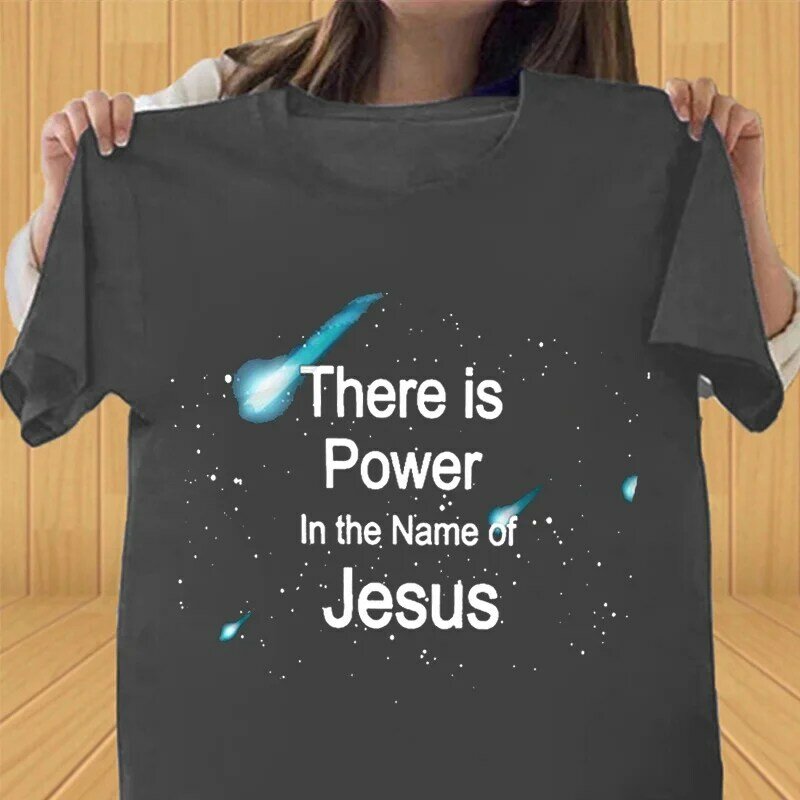 Camiseta de Jesús a la moda para mujer, camisa informal con el nombre de Jesús tiene poder, Dios cristiano, fe, top unisex cómodo de verano