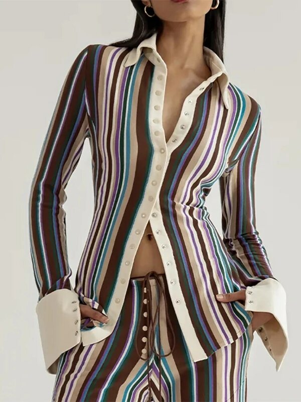 Piednoir-ボタン付きのセクシーな長袖シャツ,パッチワークの衣装,カジュアル,y2kトップス,2022