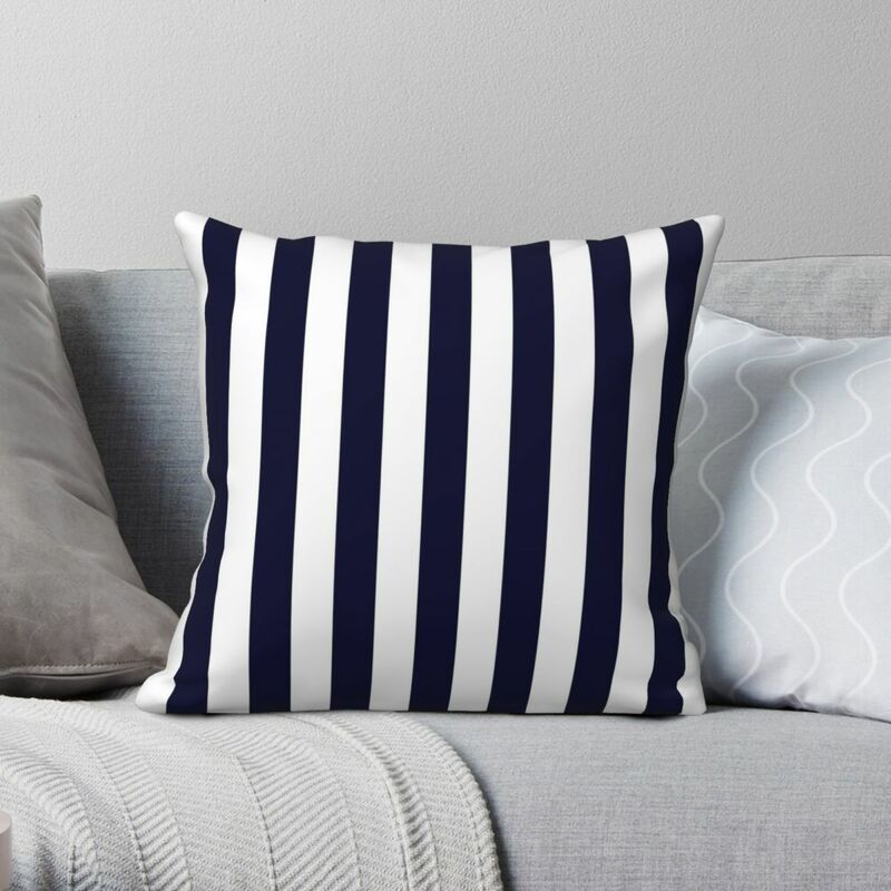 Taie d'oreiller carrée à rayures bleues et blanches, linge en Polyester imprimé, fermeture éclair, décor, taie d'oreiller, lit, voiture, canapé, chaise