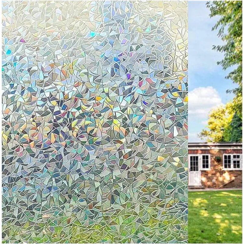 3D Regenboog Glasfolie Elektrostatische Privacy Window Films Doorschijnend Lijm Raamstickers Getinte Wanneer Blootgesteld Aan Licht