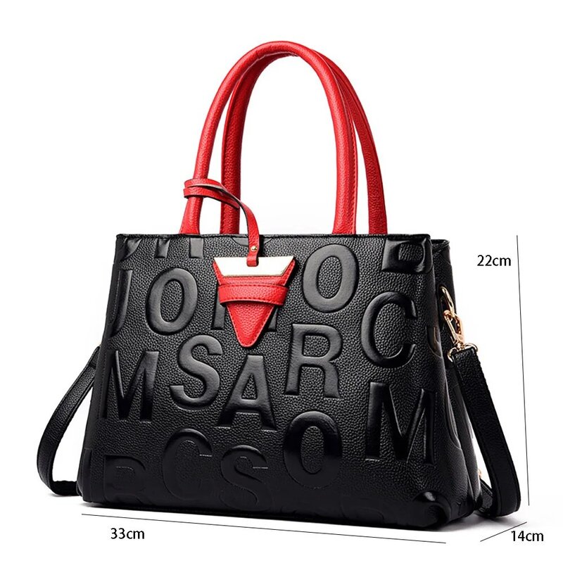 Luxury Women Handbags High Quality Pu Leather Letter Pattern Female Shoulder Bag 2022 Fashion Large Capacity Tote Crossbody Bags