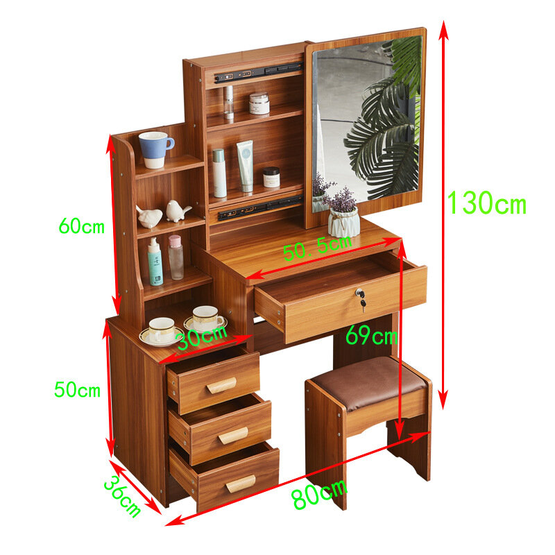 Tocador LED con gabinete de almacenamiento, tocador pequeño de dormitorio integrado, moderno y minimalista, mesa de maquillaje Ins