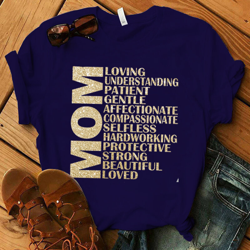 Mom Loving Print Vrouw T-shirts Camisetas Vintage Brieven Grafische T Shirts Moederdag Shirts Esthetische Dames T-shirts Y2k Tops