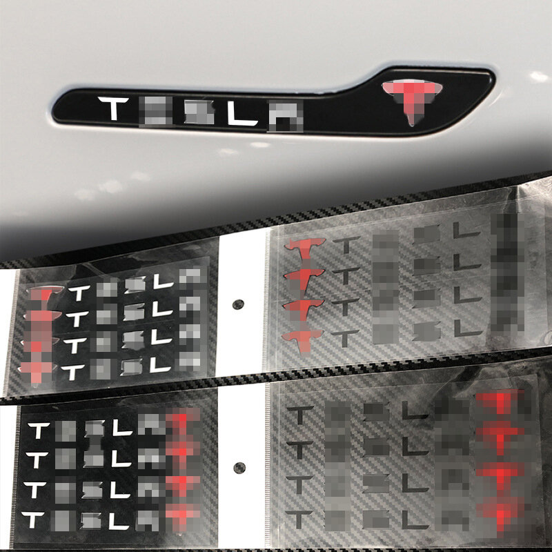 Voor Tesla Stickers Model 3 Stickers Model Y Stickers Tesla Logo Auto Embleem Auto Deurklink Decoratieve Stickers