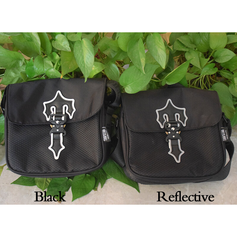 Trapstar-Bolso de mano para hombre y mujer, bolsa negra reflectante de lujo, a la moda, un solo hombro, cruzado, con letras en T