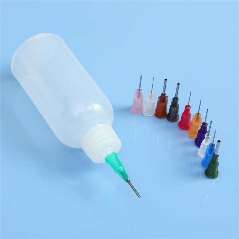 30ml/50ml vazio garrafa plástica do álcool do fluxo da resina da garrafa da seringa para o distribuidor pasta do fluxo da solda da resina + 11 agulhas peças da ferramenta