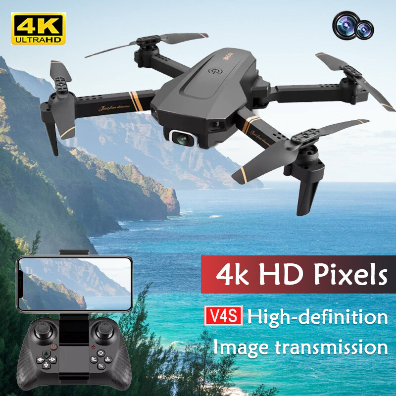 Dron profesional V4 4K/1080P HD, cámara gran angular, WIFI, transmisión en tiempo Real, mantenimiento de altura, cuadricóptero plegable, juguete