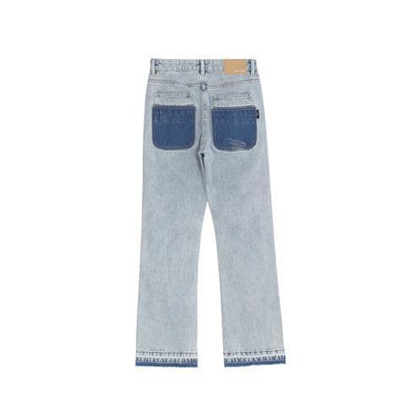 Jeans Kerja Mode Kaki Lebar Baru Jeans Pria Mid Rise Lurus Kaki Lebar Warna Solid Celana Denim Hip Hop Celana Wanita Streetwear
