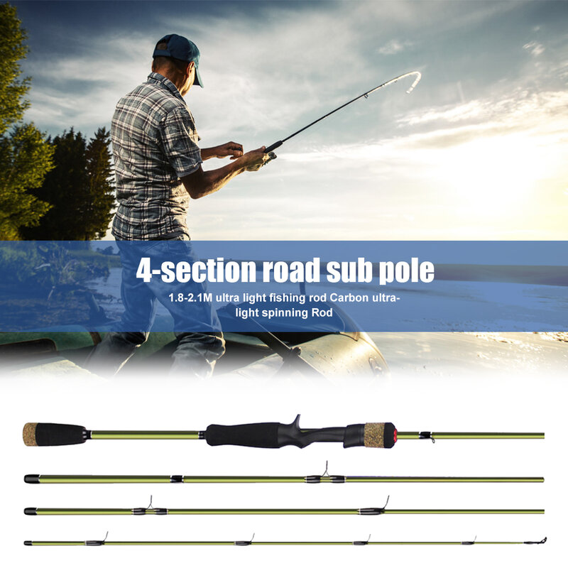 Carbon Baitcasting Fishing Rod 4 Section M Power Casting Rod Baitcasting Portable Durable Fishing Tackle Tools Supplies