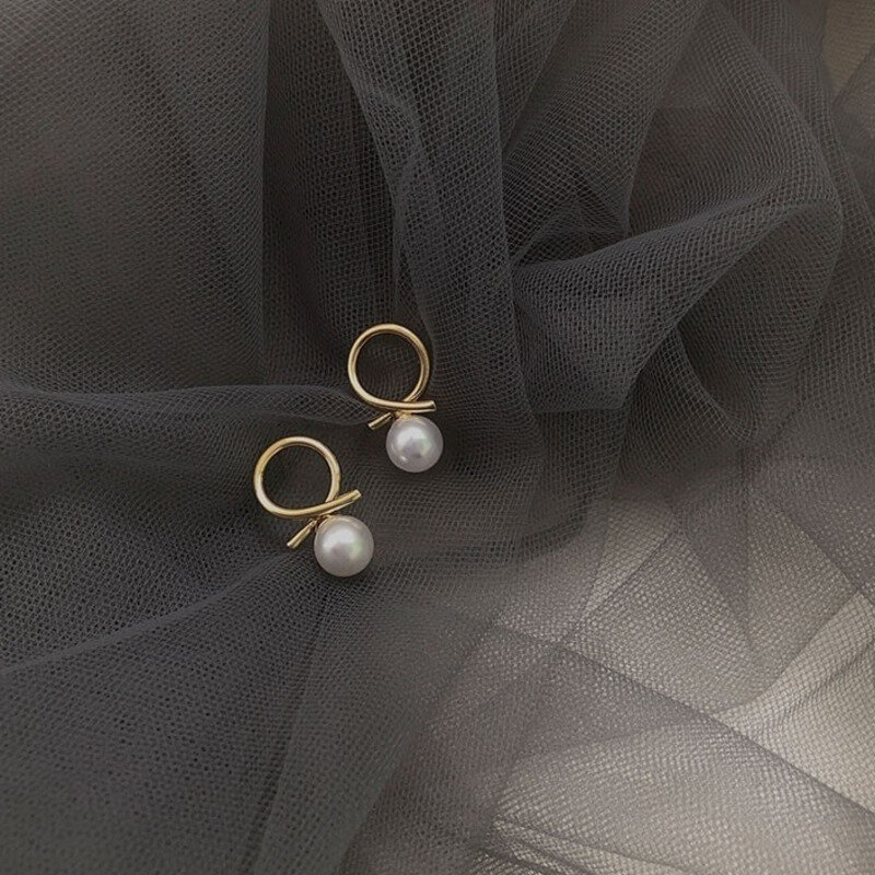 Nuyoah-pendientes de aguja de plata S925 para mujer, aretes pequeños, simples y de perlas con fragancia, 2022