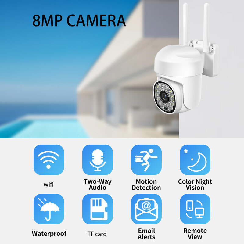 Gadinan Mini WiFi Security camera 4x Digital Zoom Ultra HD PTZ Humanoid Detection Camera Two-Way Audio 4K P2P Two-Way Audio