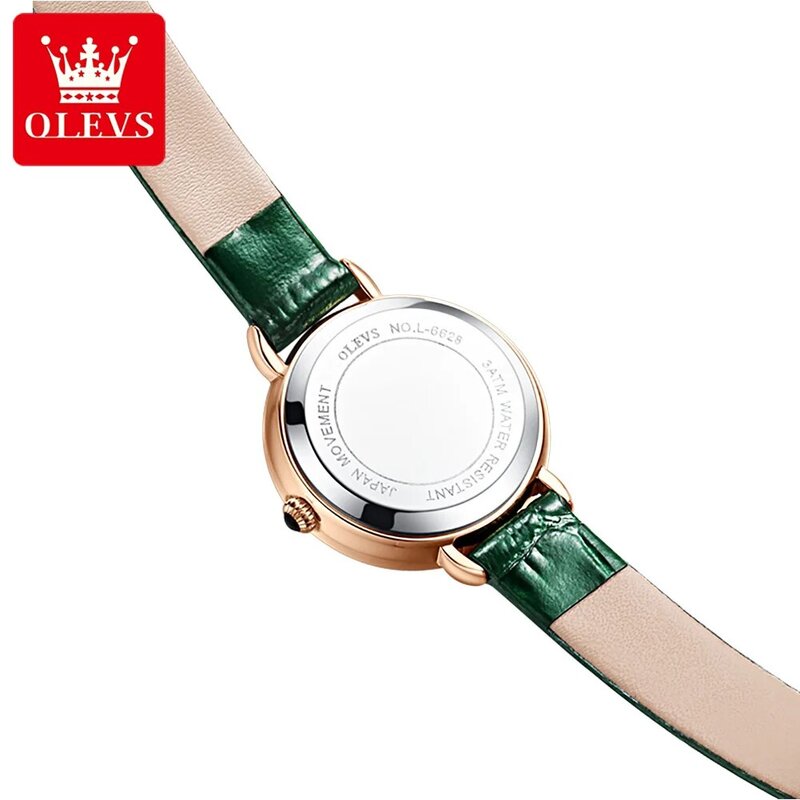 OLEVS 패션 방수 여성 손목 시계 가져 오기 기계 코어 Corium 스트랩 쿼츠 시계 여성을위한