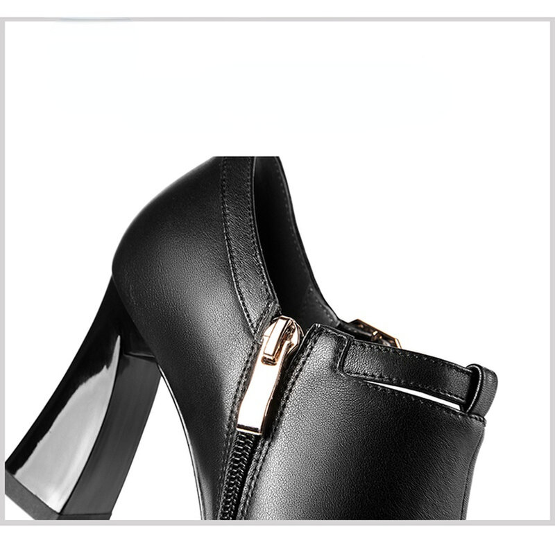 Chaussures européennes et américaines en cuir complet pour femmes, nouvelles chaussures polyvalentes à talons épais pointus à talons hauts fins