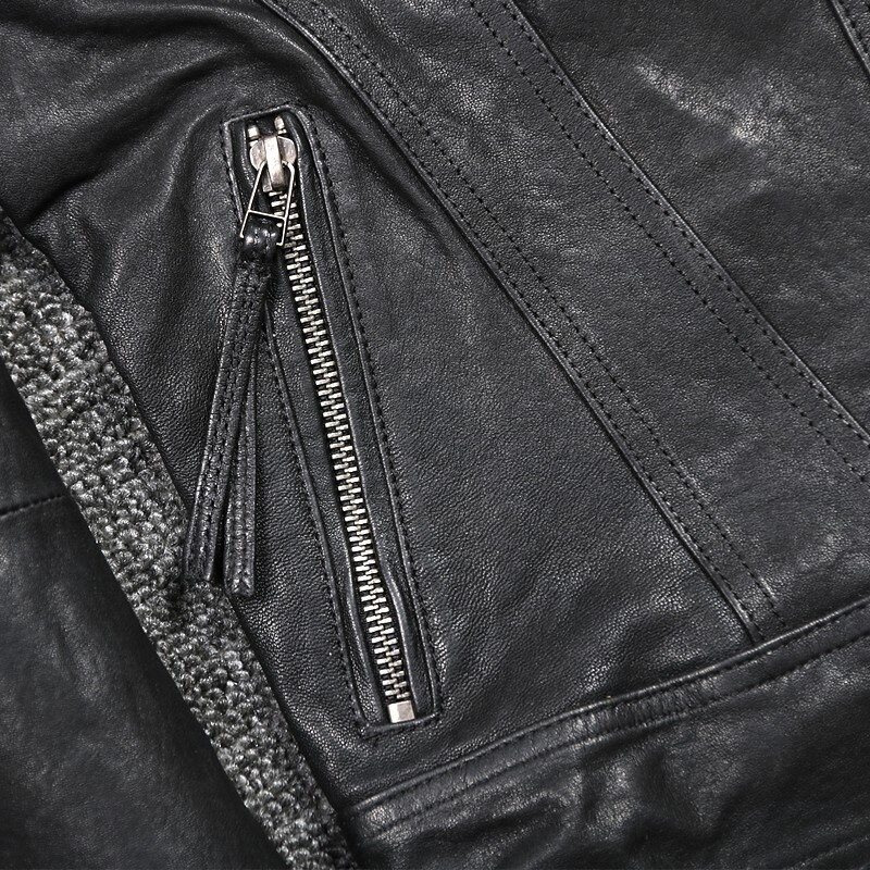 Leather jacket Female biker, leather short leather classic biker with genuine lambskin zipper slim fit punk, spring jacket for