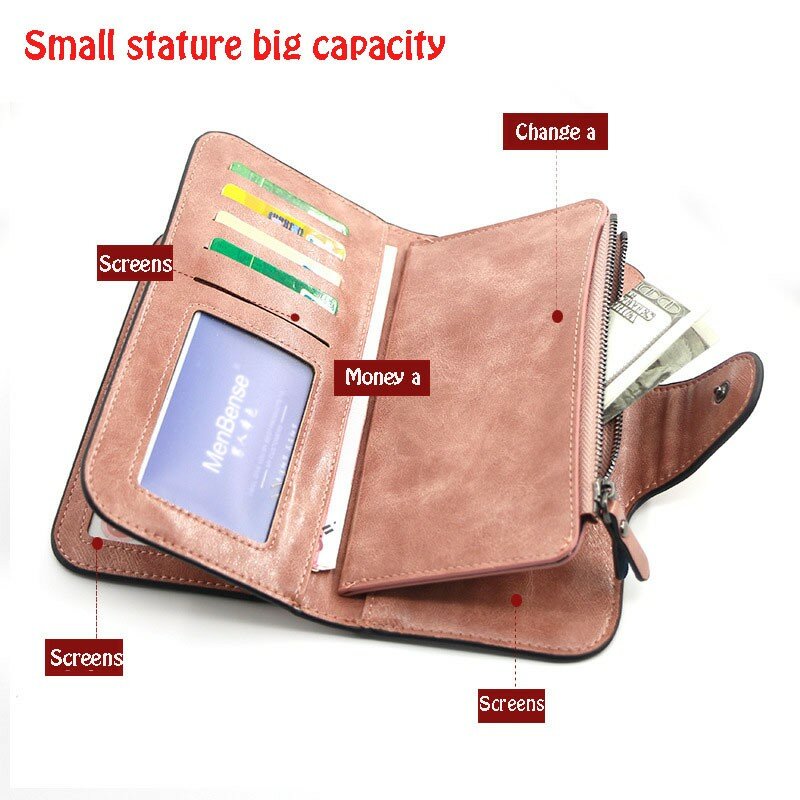 Women's wallet made of leather Wallets Three fold VINTAGE Womens purses mobile phone Purse Female Coin Purse Carteira Feminina