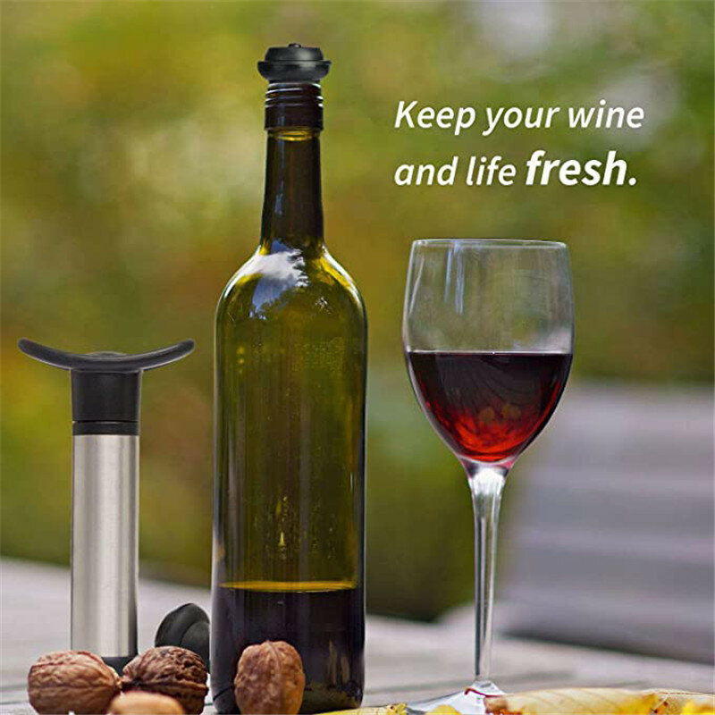 Rumah Vacuum Wine Saver Pump Hitam Botol Anggur Colokan Karet Anggur Stopper Vakum Hisap Sumbat Botol Anggur Minuman Tutup Botol
