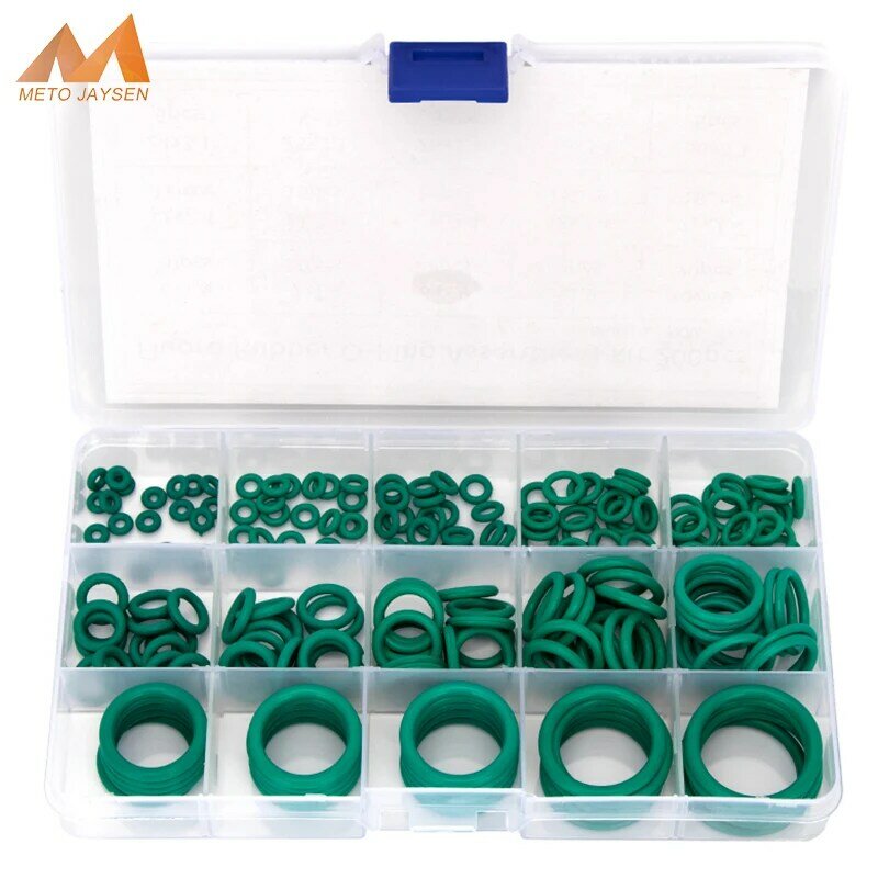 150-200-225PCS Fluorine Rubber FKM Sealing O-rings OD 6mm-30mm CS 1.5mm 1.9mm 2.4mm 3.1mm Green Gasket Replacements Kits