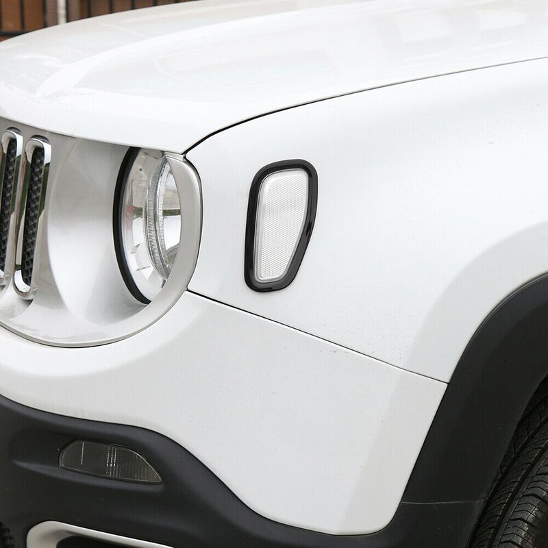 Lado da frente do carro fender luz lâmpada decoração capa guarnição adesivos acessórios para jeep renegado 2016-2019 estilo do carro
