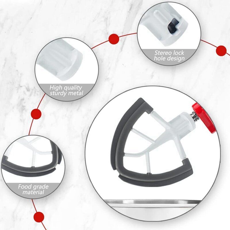 Flex-edge paddle acessório para kitchenaid 4.5-5 qt tilt-cabeça suporte mixer substituição silicone batedor tigela raspador lâmina