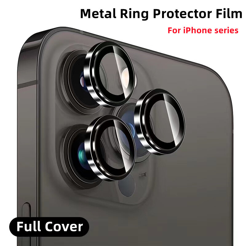 Protector de anillo de Metal para lente de cámara, Protector de cristal para iPhone 11, 12, 13 Pro Max, 12Pro, 13Pro, 14 Pro Max