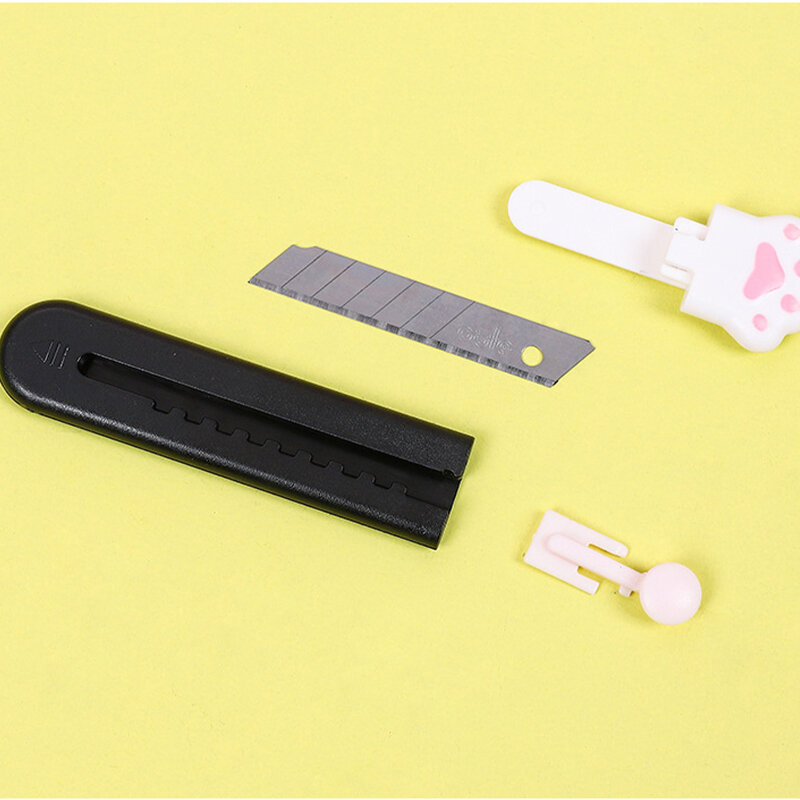 Cuchillo multiusos Kawaii con forma de pata de gato, Mini cortador de papel portátil, abridor de sobre, caja exprés, cuchilla rellenable, papelería