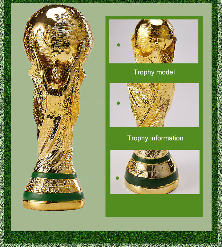 Coppa del mondo trofeo di calcio di calcio europeo Hercules Cup Champion figurine dorate Souvenir giocatore sferico Honor Decor Fans Gift