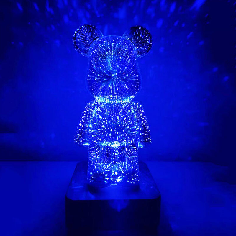 Decompressie Led Nachtlampje 3D Beer Kerst Vuurwerk Romantische Sfeer Gift Usb Lamp Slaapkamer Decoratie Ornamenten
