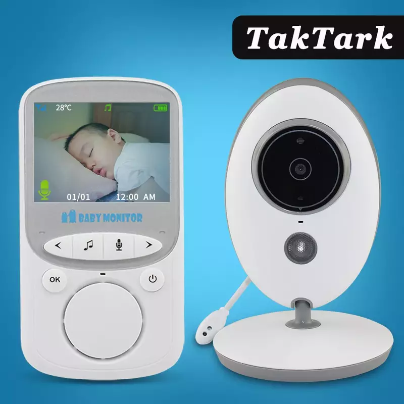 TakTark-2.4 인치 무선 비디오 베이비 모니터, 컬러 카메라 인터콤, 야간 투시경, 온도 모니터링, 베이비 시터, 보모