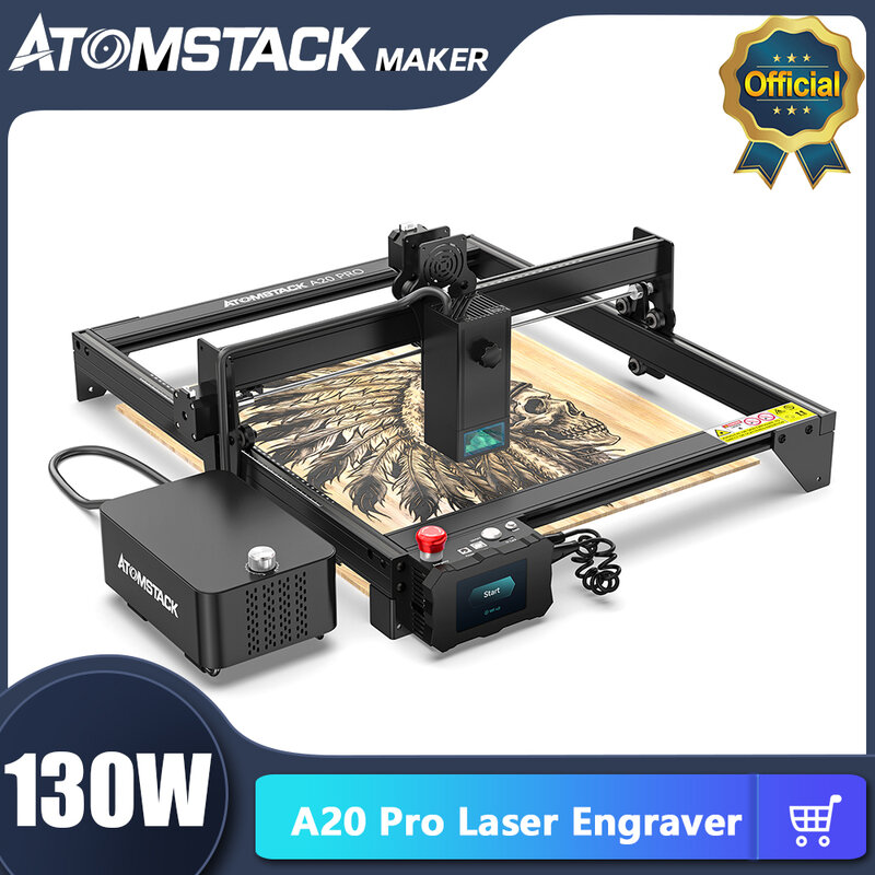 Atomstack a20 pro 130w laser gravura máquina de corte 400x400mm área de gravação fixo-foco ultra-fino laser com assistência de ar