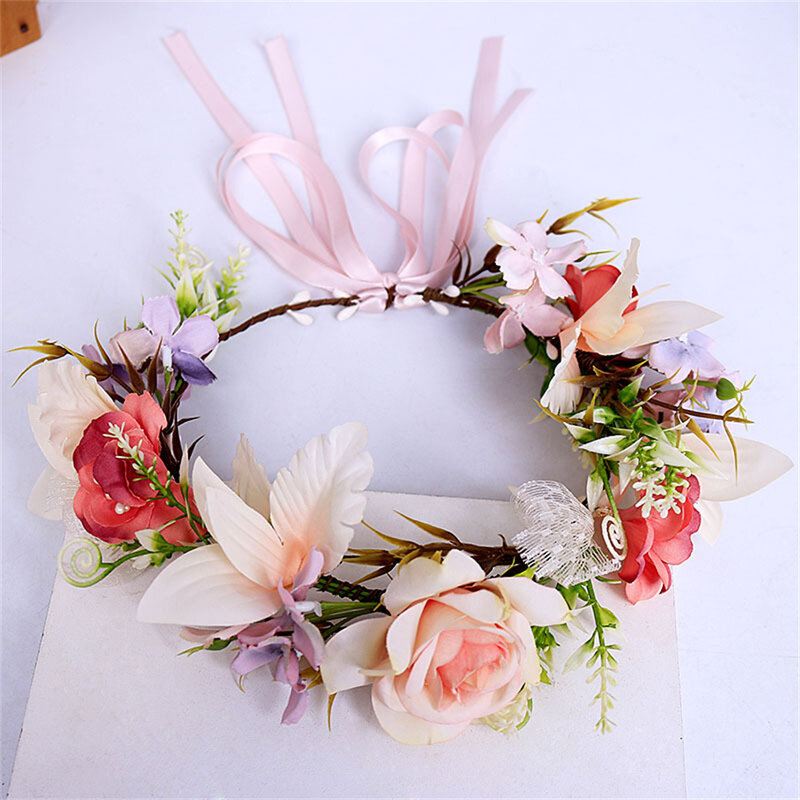 Boho estilo flor hairbands para mulheres meninas de fadas hairbands noiva casamento jóias acessórios moda coroas florais tiaras