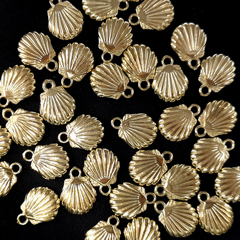 Kerang Emas Panas Bergaris Kerang Jimat Membuat Perhiasan Manik-manik DIY Buatan Tangan Gelang Kalung Cincin Aksesori Bahan Grosir