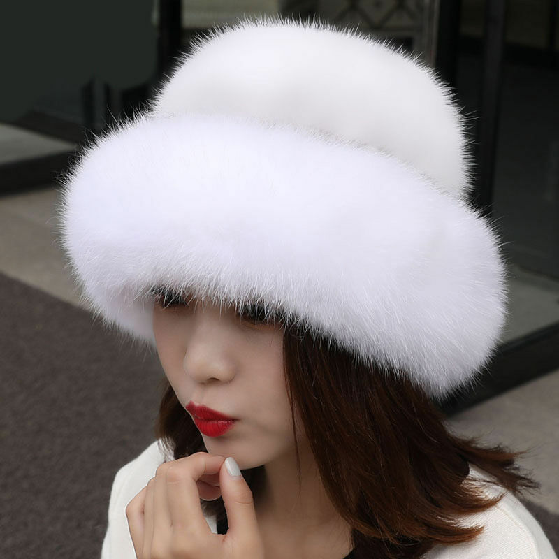 Chapéu de inverno da moda do inverno da pele do falso aparado para as mulheres na moda ao ar livre chapéus quentes presente de natal nyz shop