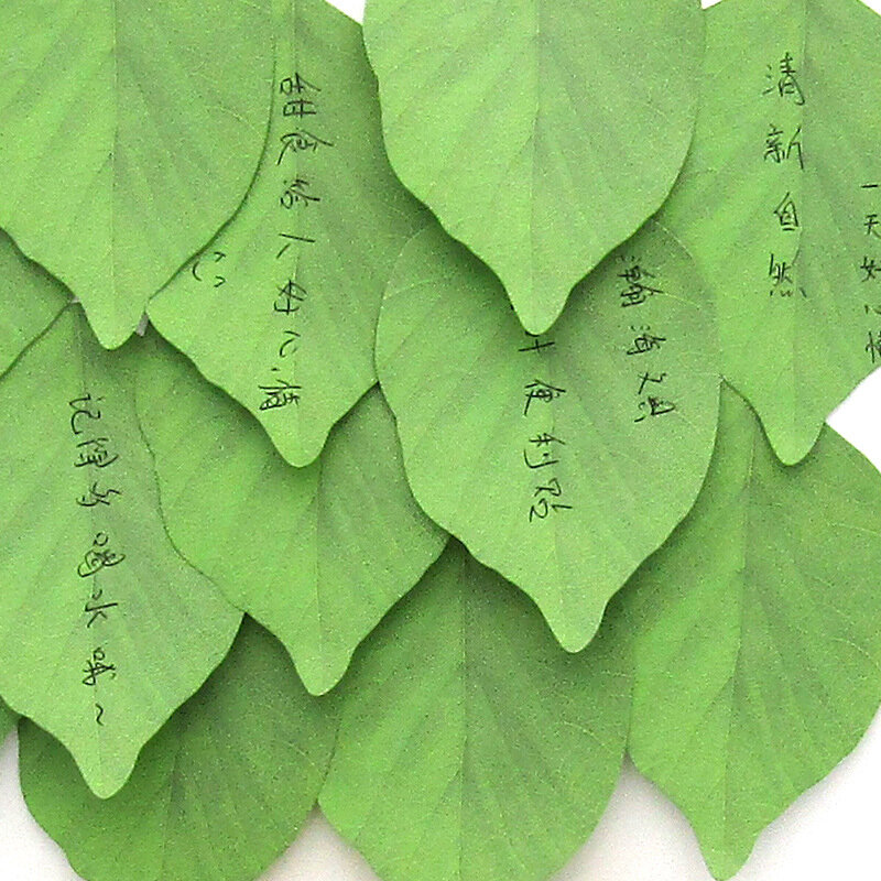 50 листов, клейкие блокноты для записей с зелеными листьями