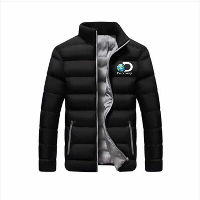New Discovery 2022 lampki zimowe bawełniana kurtka męska modny nadruk stójka elegancka typu Slim ciepły płaszcz bomberka w stylu Casual Parka Jacke