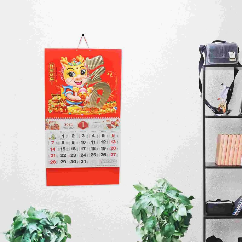 Calendário do ano do estilo chinês, ano novo, dragão, 2024