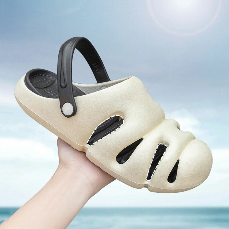 Sandal Mo Dou untuk Pria Sandal Rumah Baru Musim Panas 2023 SPA Deodoran Sol Dalam Dapat Dilepas EVA untuk Luar Antiselip Ringan Mudah Dicuci