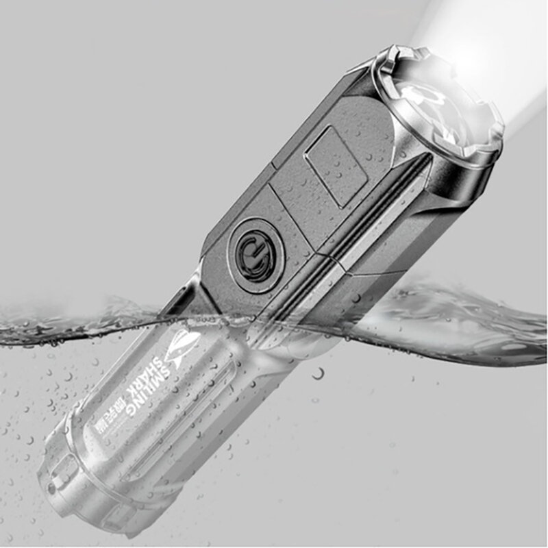 Lampe de poche Portable à lumière forte et Rechargeable par USB, lumière forte avec Zoom tactique, éclairage d'extérieur à LED
