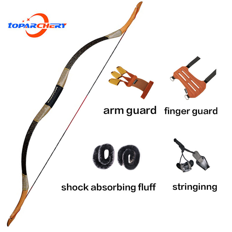 Toparchery Archery Tratiditional Bow 30-50lbs Wooden Laminated Recurve Bow For Outdoor Shooting Practice Hunting Accessories