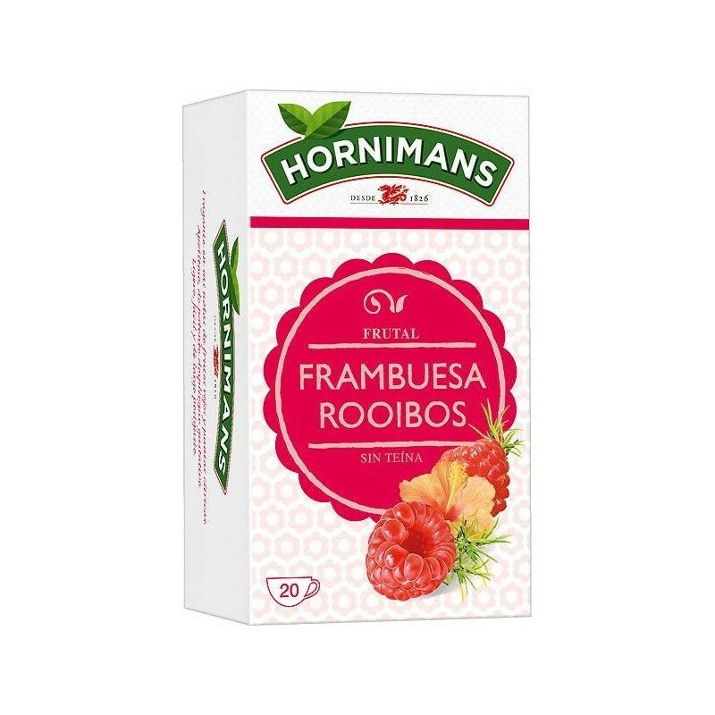 Infusión de frambuesa rooibos Hornimans. Caja de 20 bolsitas de té de frutas 100% natural - Capsularium 