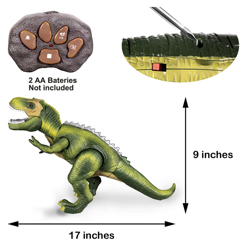 Dinosaurio eléctrico RC para niños, juguetes para mascotas, Tiranosaurio Rex, modelo Animal de Control remoto, ojos brillantes, sonidos para caminar, regalos para niños