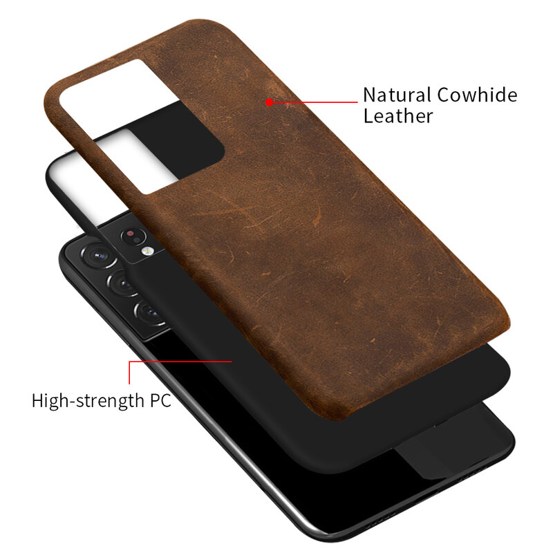 Genuine PULL-UP Leather Phone Case For Samsung Galaxy S21 S22 Super S20 S21 FE S9 S10 Plus A52 A51 S21 Ultra S9 Note 20 Ultra
