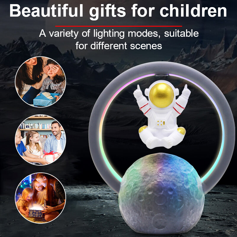 Suspended Astronaut Atmosphere Lamp RGB LED Bedroom Night Light With Music Player Bluetooth Speaker Table Lamp For Birthday Gift