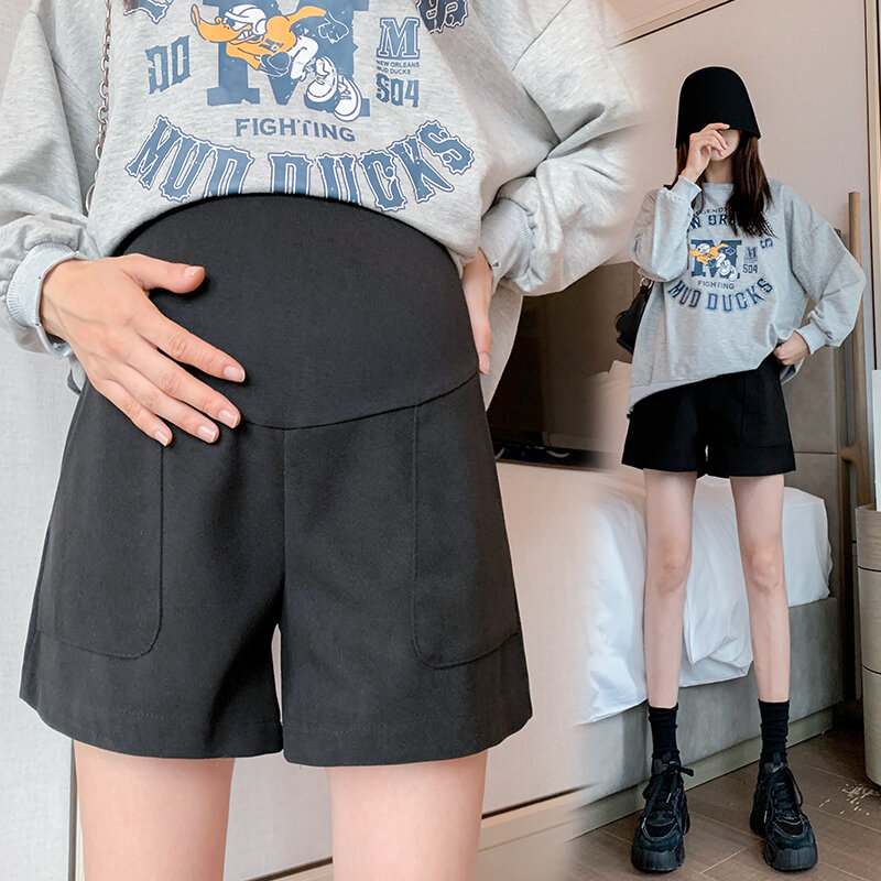 6079 # осенне-зимние шерстяные шорты для беременных Широкие штаны свободная прямая Одежда для беременных женщин повседневные Карманы для бер...