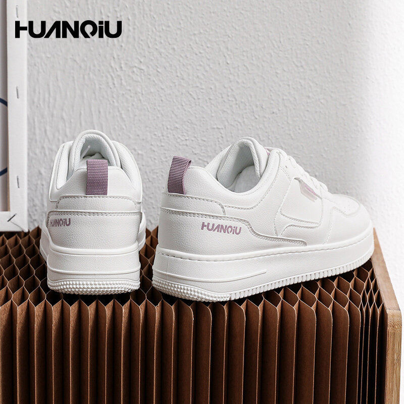 Кроссовки HUANQIU женские, маленькая повседневная спортивная обувь на плоской подошве, на шнуровке, модные, белые, лето 2022