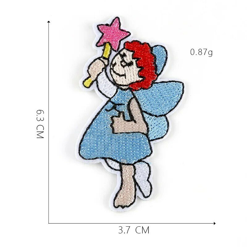 만화 귀여운 달 작은 천사 자수 스티커 DIY 의류 바느질 소녀 데님 스커트 재킷 배낭 배지, 12 피스
