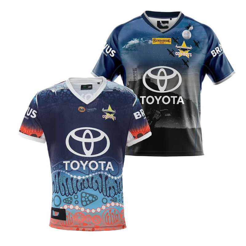North Queensland – chemise de Sport pour garçons, uniforme de cow-boy, maillot de Rugby, anjac, 2022