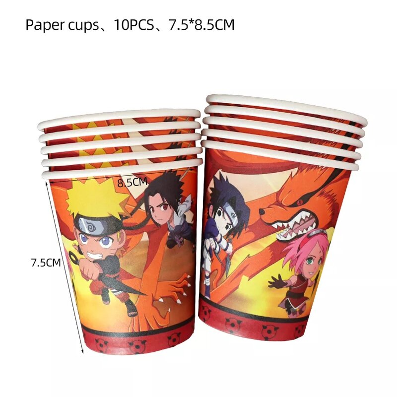 Uzumaki Narutoed Disposable Tableware Party Supplies Kid Birthday Balloons Cup Plate Napkins Baby Shower DIY Party Decorations