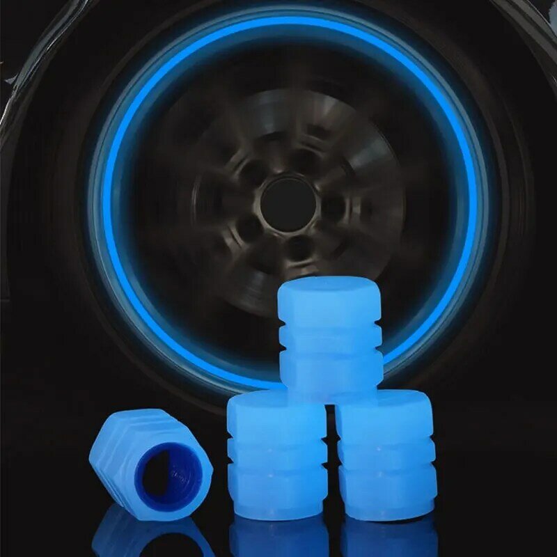 범용 발광 타이어 밸브 캡, 자동차 휠 허브 발광 방진 장식 타이어 림 스템 커버 적용 가능한 오토바이 액세서리