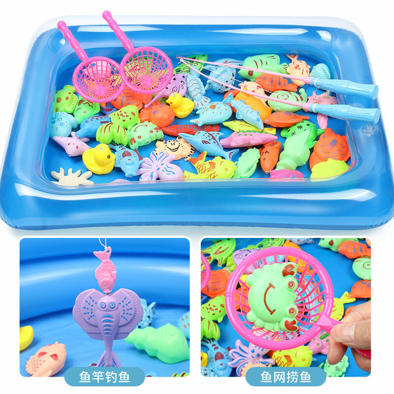 Montessori Go Mainan Permainan Memancing untuk Anak-anak 3 Tahun Magnet Anak Mandi Ikan Mainan Anak-anak Meja Air Pantai Kolam Mainan untuk Hadiah Anak Laki-laki
