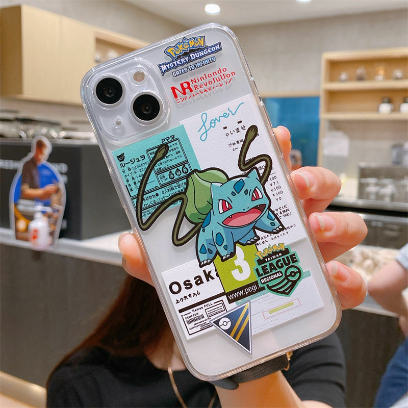 Caso de telefone dos desenhos animados pokemon para o iphone 11 12 13 14 pro max 6s 7 8 mais se2020 x xr xs max transparente macio tpu capa traseira anime